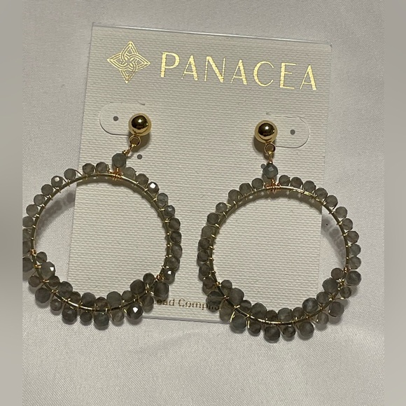 Panacea Cache Jewelry - Panacea Cache Gold Hoop Earrings with Gray Beads